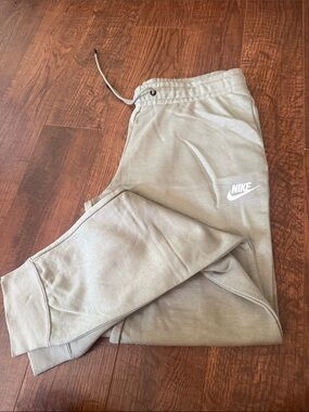 Nike Light Khaki Jogger Pants with White Swoosh
